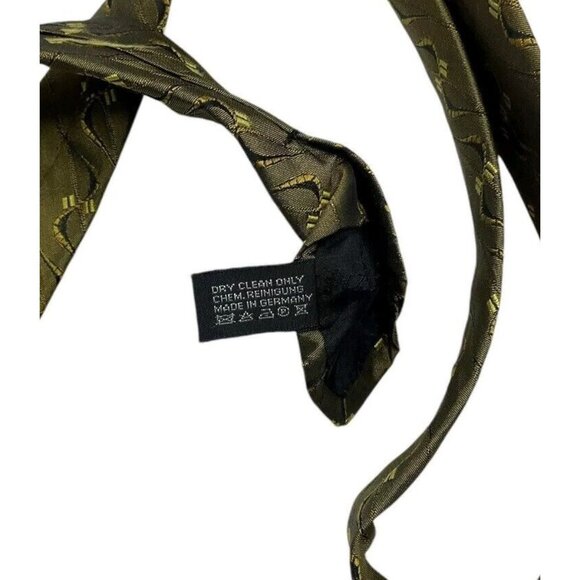 RENÉ LEZARD Men's 100% Silk Necktie LUXURY Tie Green Geometric W:3.5" EUC - Picture 4 of 5